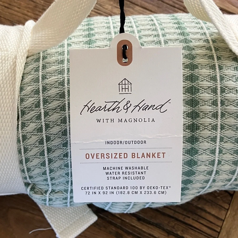 Hearth & Hand Green and White Oversized Blanket